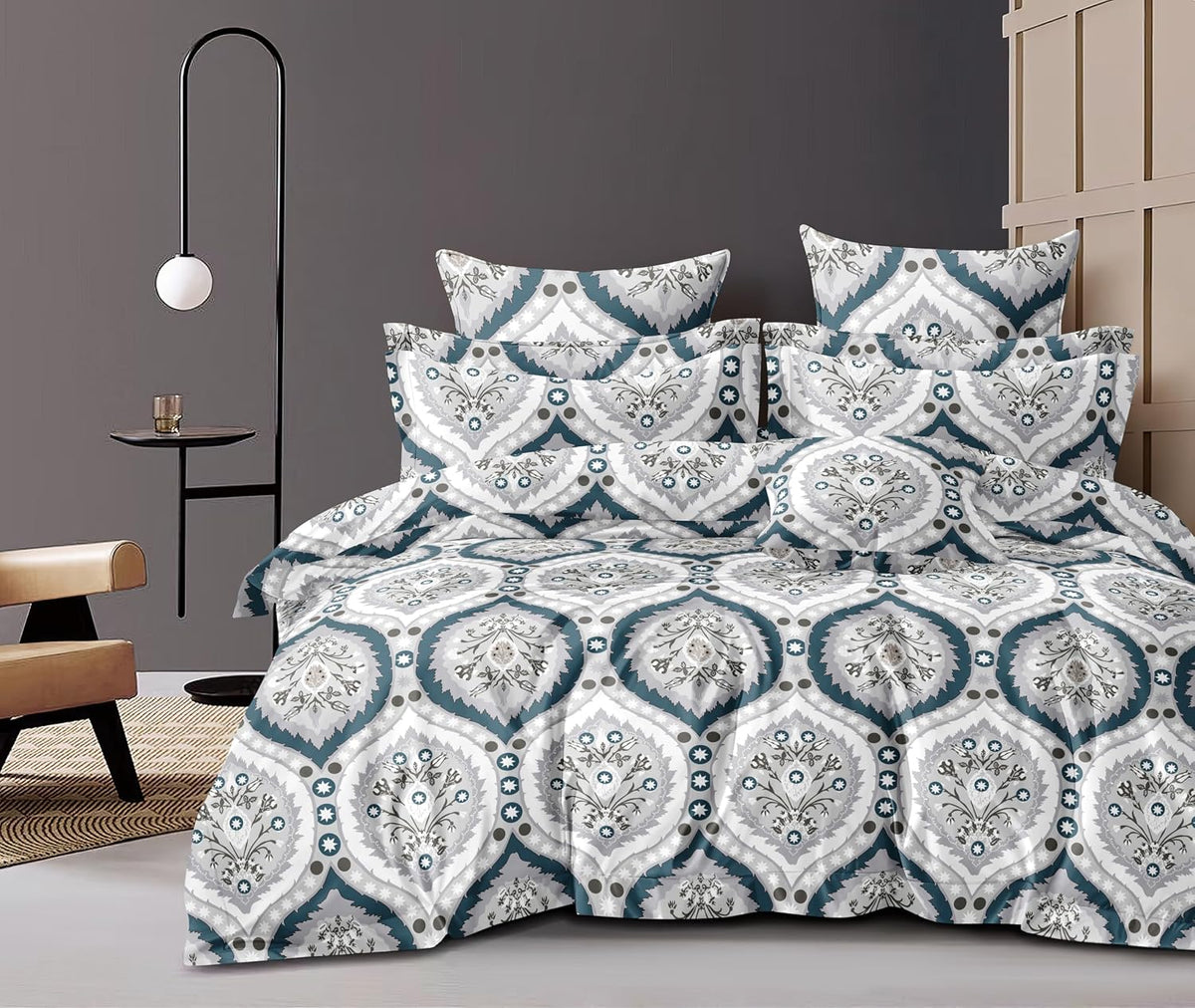 1 Single Glace Cotton Flat Bedsheet With 1 Pillow Cover & Single Comforter - 60 X 90 Inches, Grey | Soft & Durable For Everyday Use - All Season Comfort