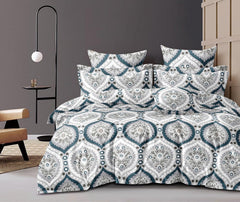 1 King Size Elastic Fitted Bedsheet With 2 Pillow Cover + Comforter - 72 X 78 Inches, Grey | Suitable For All-Season Use | Soft To Touch, Light Weight