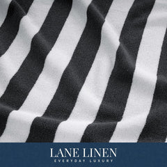 Lane Linen 100% Cotton Large Bath Towels 1000 Gsm | Cabana Stripe Bathroom Towels | Highly Absorbent, Soft & Quick Dry Towels - Grey (Pack Of 2)