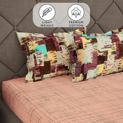 Bedsheets For Double Bed With 2 Pillow Covers - 88 X 100 Inches, Peach | Ideal For Home Decor, Guest Home, Hotel