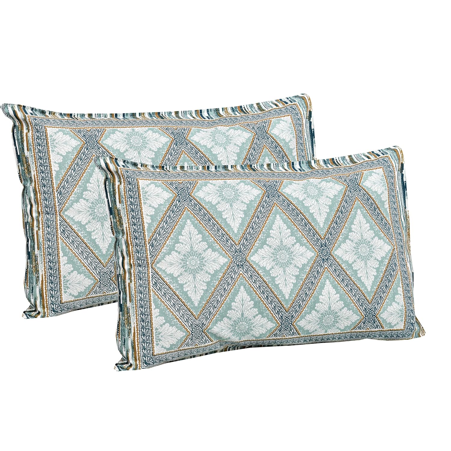 Printed Cotton King Size Bedsheet With 2 Pillow Cover - 90 X 108 Inches, Teal | Long Lasting Softness | Ideal For Regular Home Use | 144 Thread Count