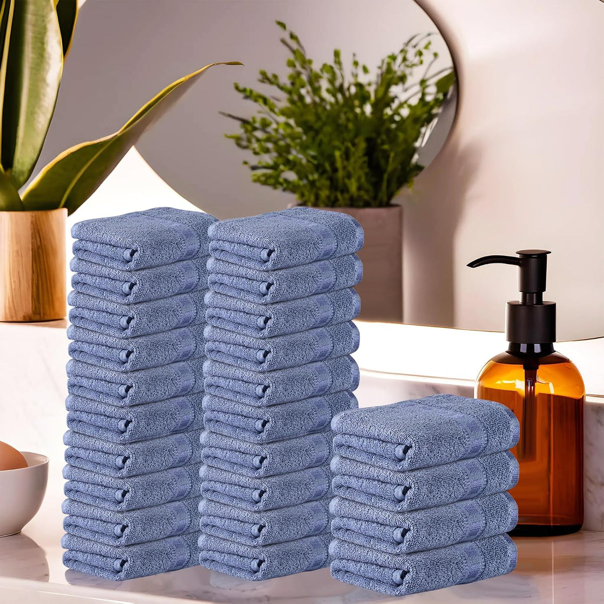 Kuber Industries Cotton Face Towel 4800 Gsm | Workout Gym Napkins Hand Towel For Men & Woman Quick-Drying Napkins -Dark Blue (Pack Of 24)