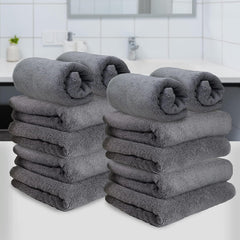 Heelium Bamboo Hand Towel 2400 Gsm | Ultra Absorbent & Anti-Bacterial | 3x Softer Than Cotton Towels (Grey) - Pack Of 12