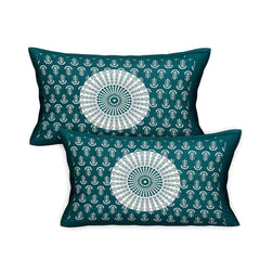 Rajasthani Jaipuri Bedsheets For Double Bed King Size With 2 Pillow Cover - 90 X 100 Inches, White & Green | Skin Friendly Fabric With Vibrant Colors