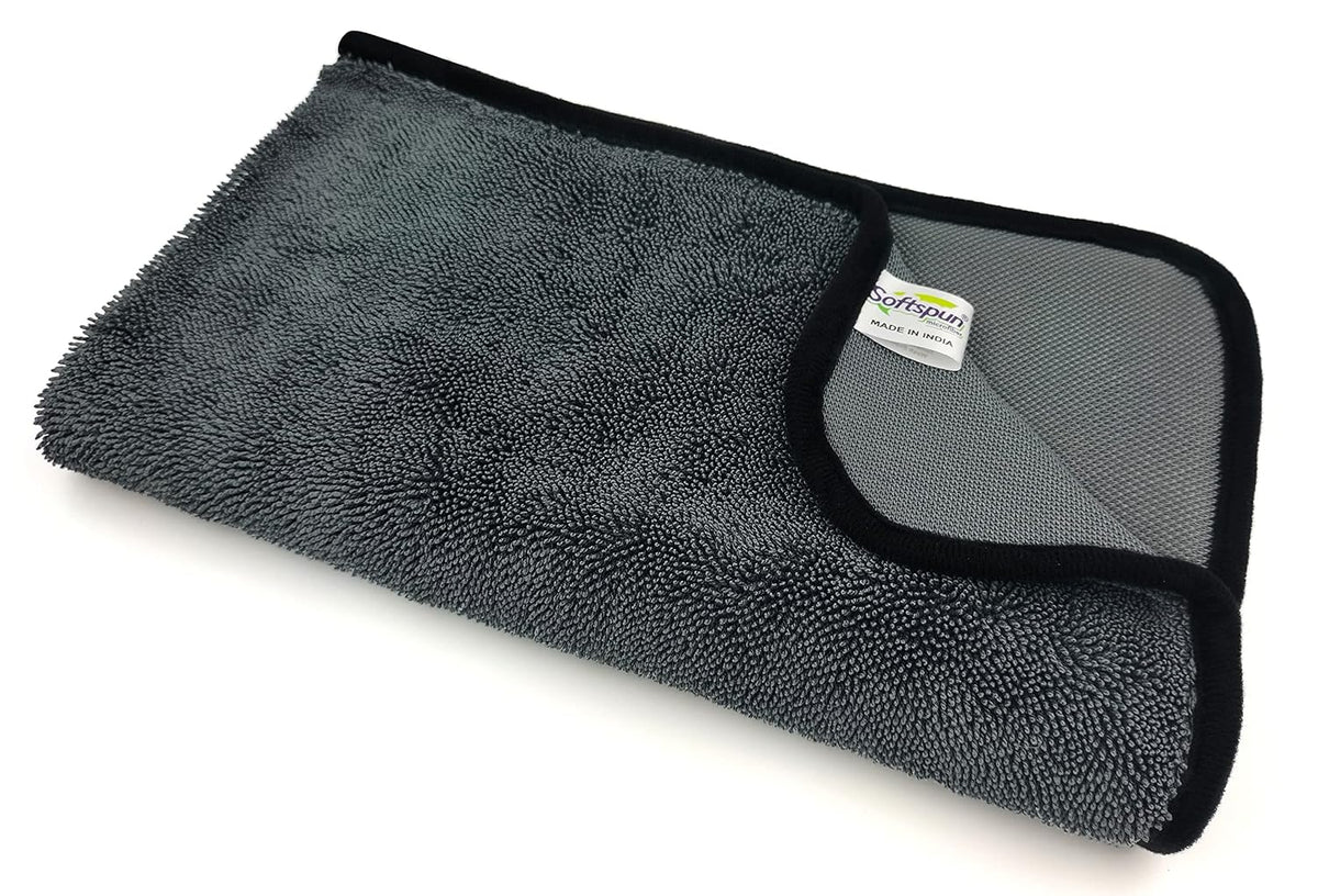 Softspun Microfiber Cloth Towel 400 Gsm | Extra Thick Microfiber Cleaning Cloths Perfect For Bike, Auto, Cars Both Interior & Exterior (Grey)- Pack Of 1