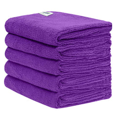 Softspun Microfiber Cloth 340gsm | Super Soft Absorbent Cleaning Towels Cleans & Polishes Everything In Your Home (Pack Of 5)- Purple