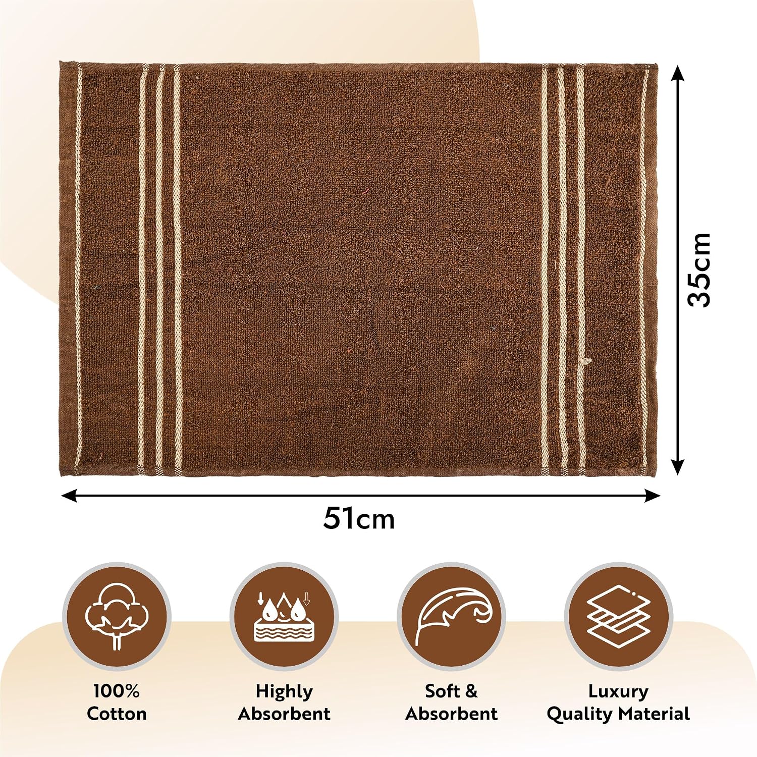 Kuber Industries Soft Cotton Face Towels 300 Gsm | For Men & Women | Easily Washable Pocket Towels & Workout Gym - Dark Brown (Pack Of 3)