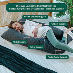 Full Body U Shaped Pregnancy Pillow For Pregnant Women, Belly Support Pillow, Grey | Maternity Pillow For Pregnancy Sleeping | Gift For Expectant Mother, Easy To Maintain, Washable Cover
