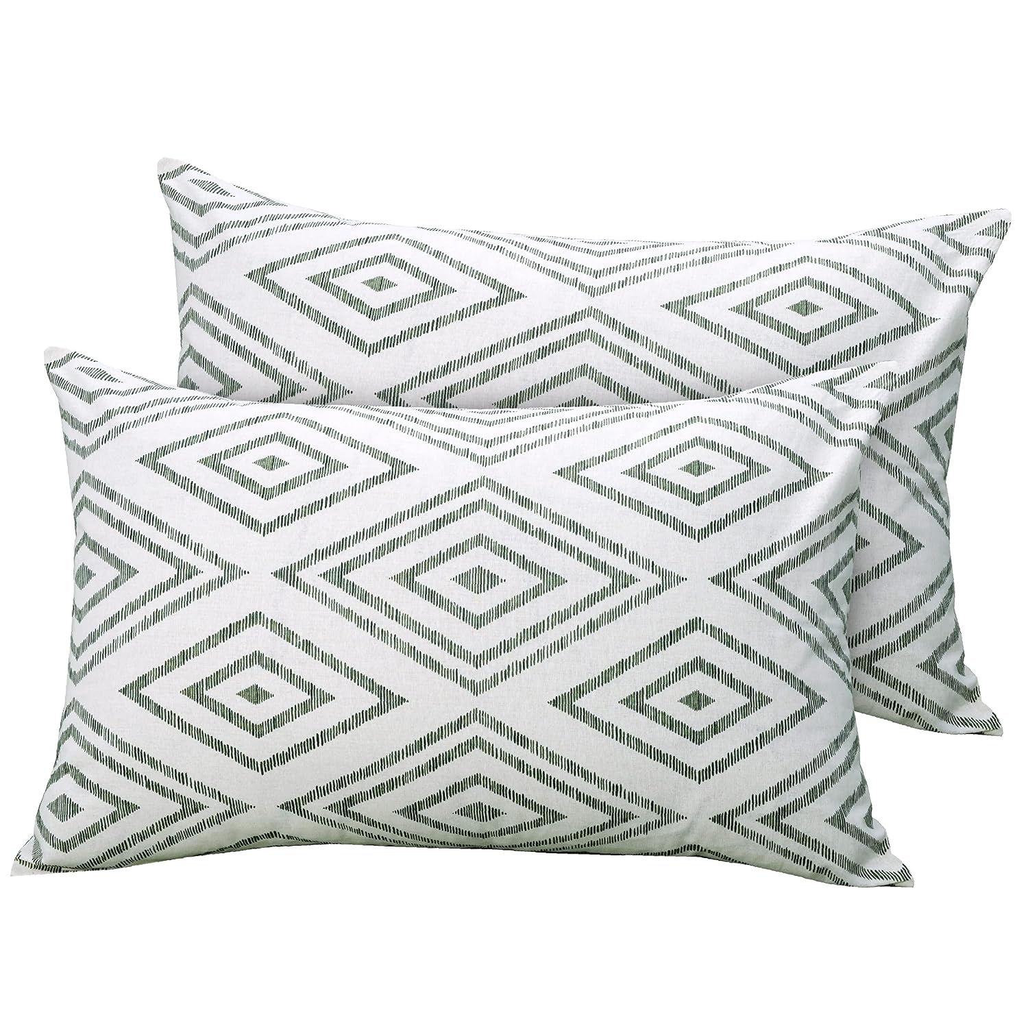 Super King Size Bedsheets 108 X 108 Inches With 2 Pillow Covers, Sage Green & White | Lightweight & Breathable Cotton Bedsheet