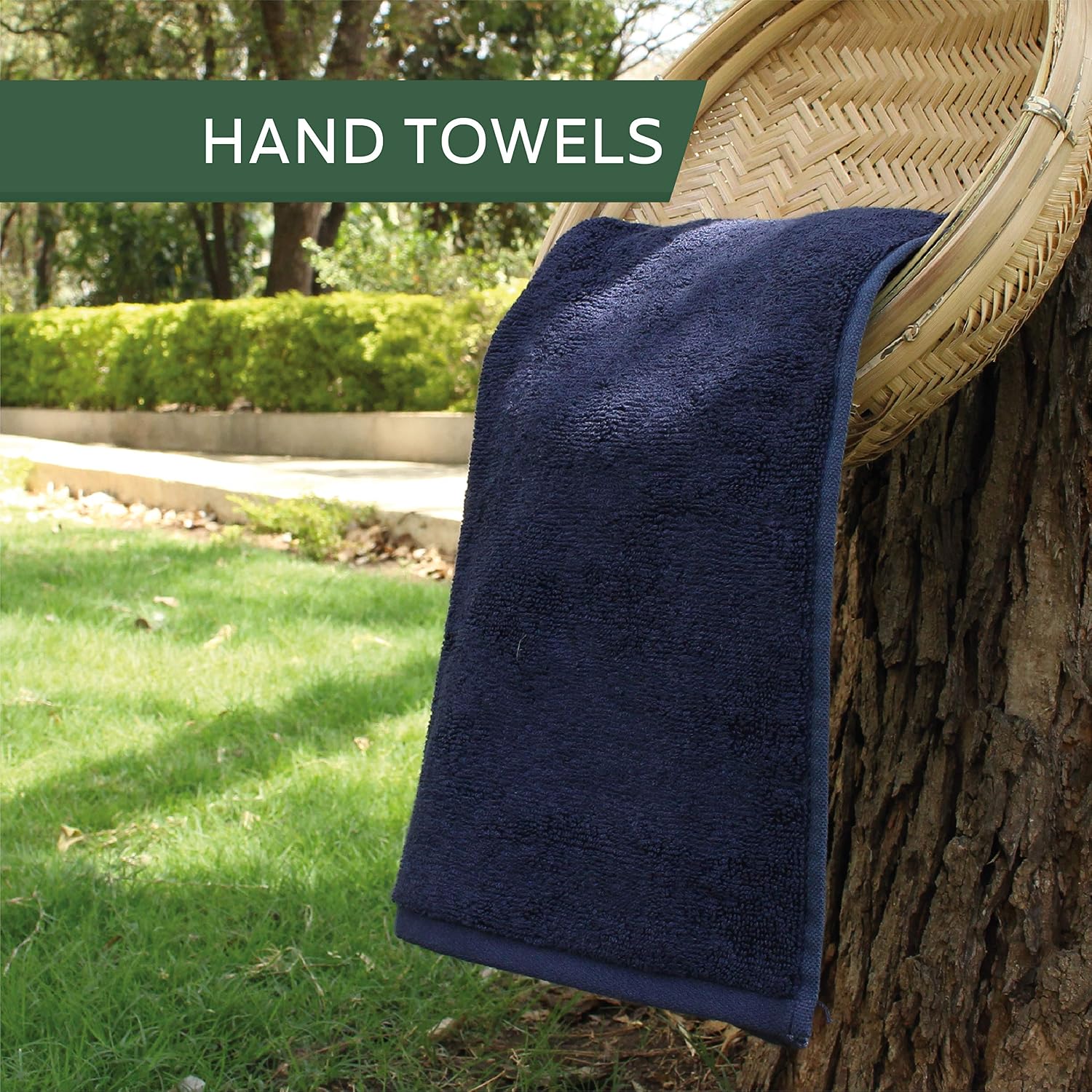 Heelium Bamboo Hand Towel 600 Gsm | Ultra Absorbent & Anti-Bacterial 3x Softer Than Cotton Towels | Pack Of 2 - Blue