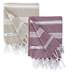Indihaus Premium Large Cotton Bath Towels 380 Gsm | Soft, Absorbent & Comfortable Large Size Bath Towels | Set Of 2 (Serene Beige & Earthy Crimson)