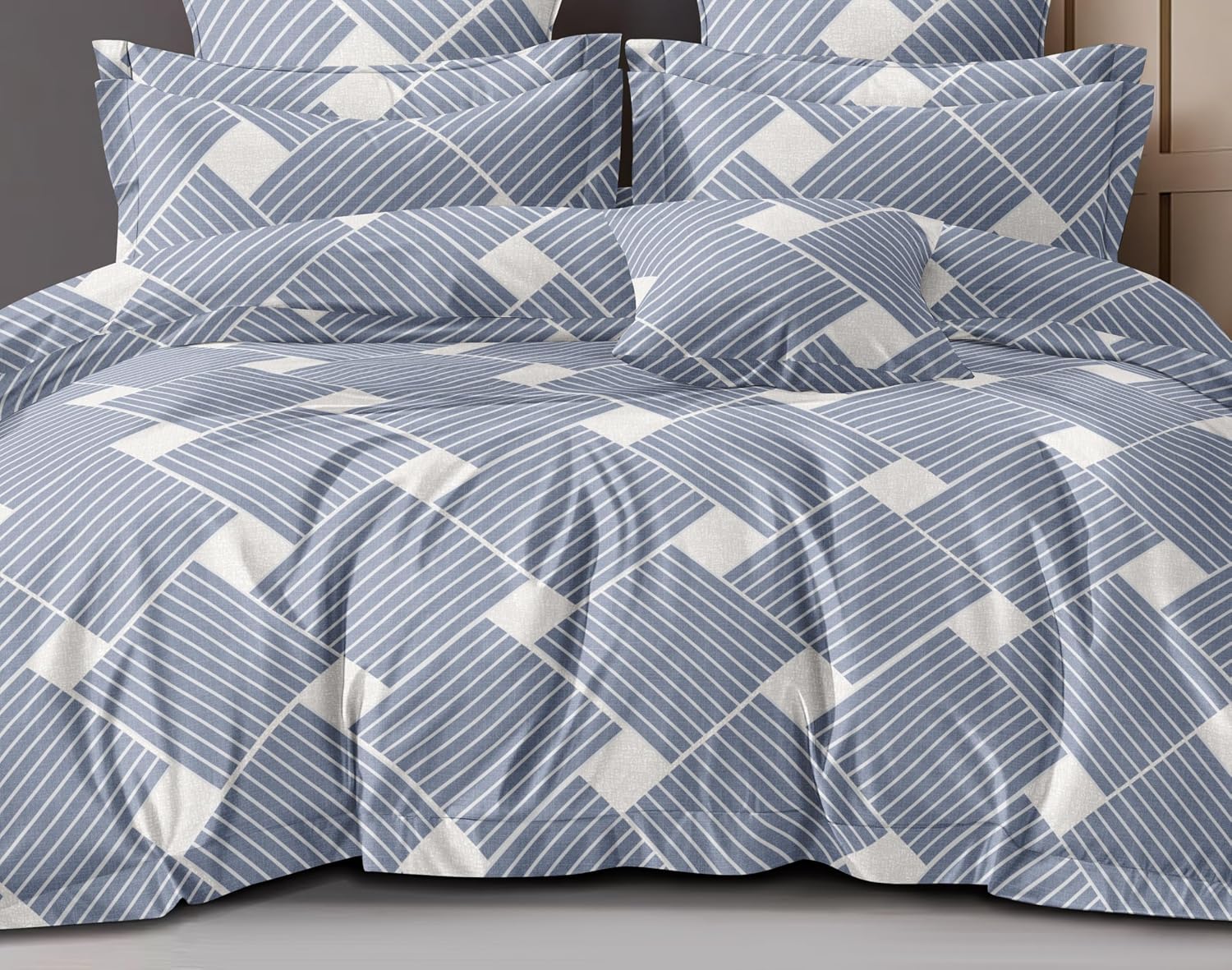King Size Comforter With 1 King Size Flat Bedsheet & 2 Pillow Cover - (90x100 Inch) Grey & White | Perfect Gifts Set Wedding, Anniversary - 4 Pcs Bedding Set