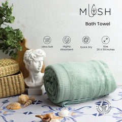 Mush 100% Bamboo 600 Gsm Bath Towel | Ultra Soft, Absorbent & Quick Dry Bath Towel | Towel Set Of 2 | Couple Towel Set (2, White & Navy Blue)