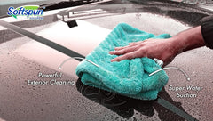 Softspun Microfiber Cloth Towel 400 Gsm | Extra Thick Microfiber Cleaning Cloths Perfect For Bike, Auto, Cars Both Interior & Exterior (Aqua Blue)- Pack Of 1