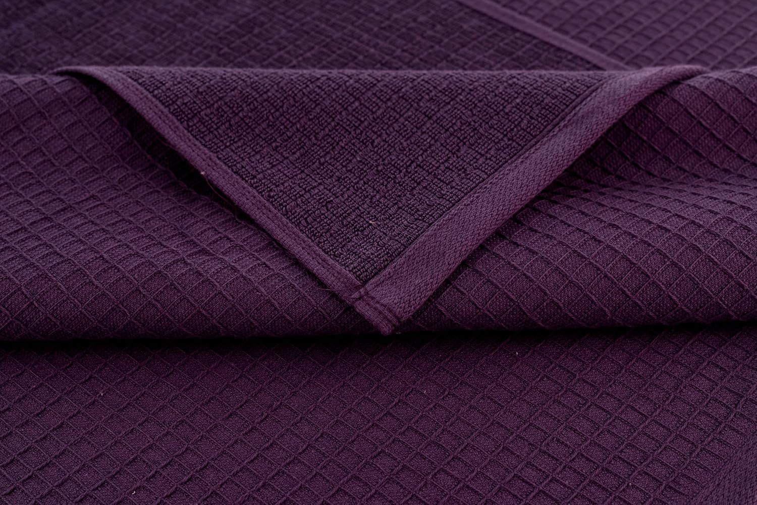 Casa Copenhagen Egyptian Cotton Waffle 1 Pcs Large Bath Towel 500 Gsm (Dark Purple)