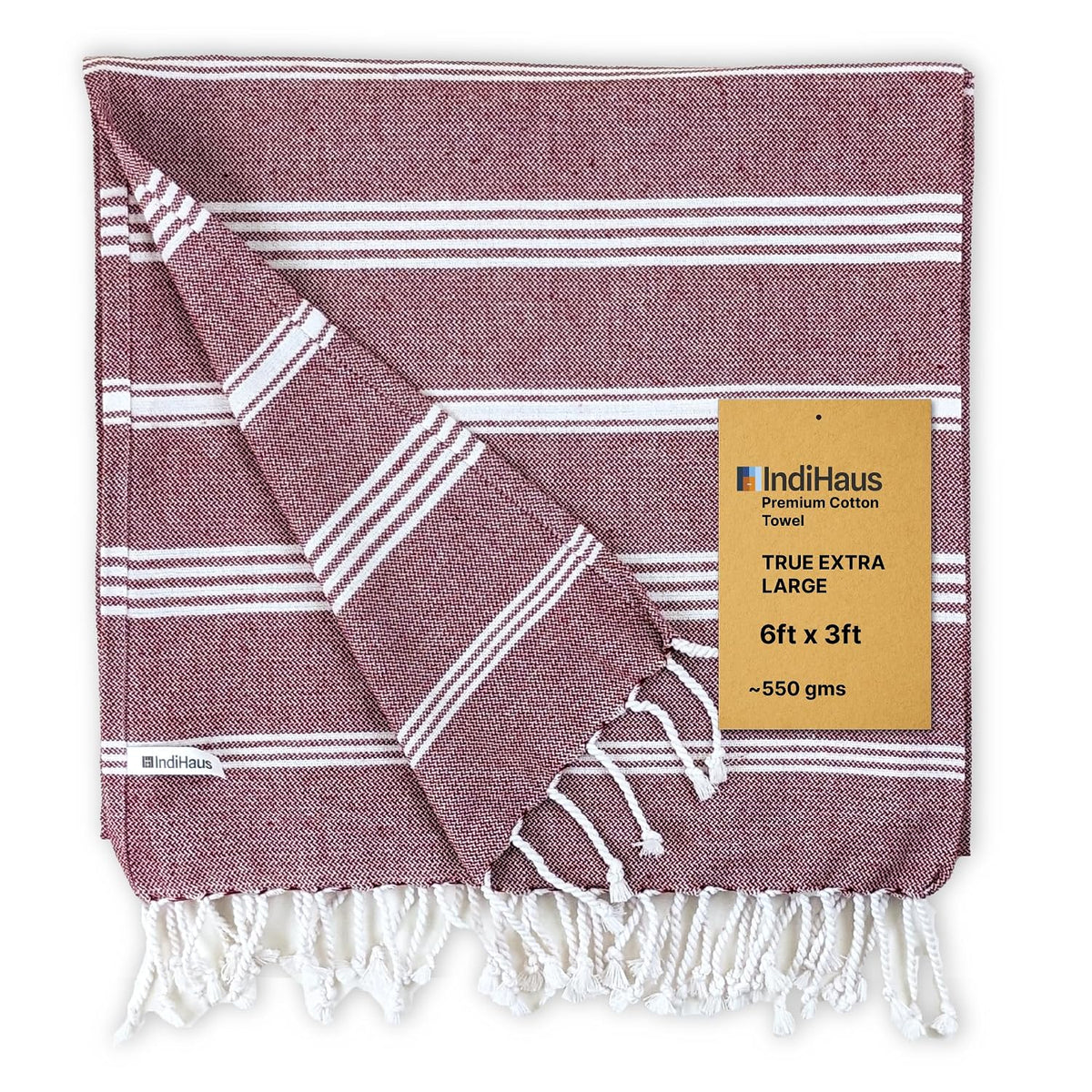 Indihaus Premium Extra Large Cotton Towel 330 Gsm | Soft, Absorbent & Comfortable Quick Dry Bath Towels Large Size (6Ft X 3Ft) (Earthy Crimson)