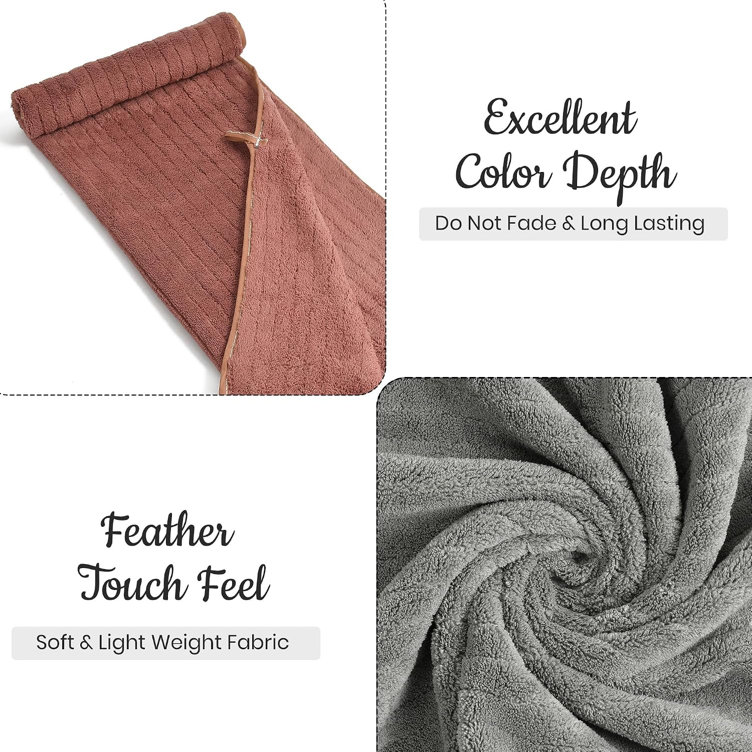 Urbanleaf Microfiber Large Bath Towel 644 Gsm | Quick Dry Super Absorbent Bath Towel For Men & Women | (Coral & Grey Stripe)