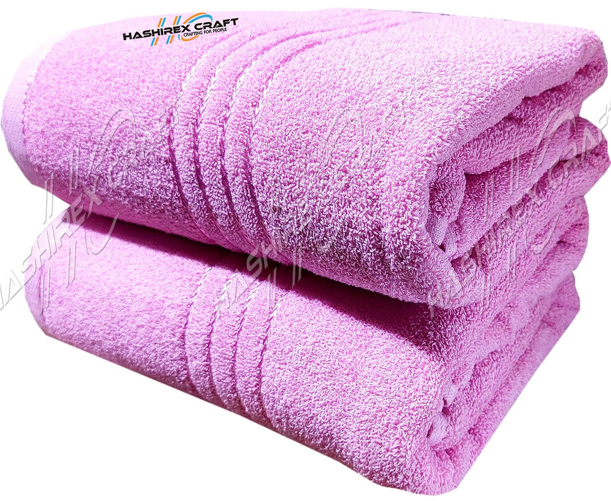Hashirex Craft Men'S Pure Xxxl Cotton Bath Towel 1300 Gsm (Purple) - Pack Of 2