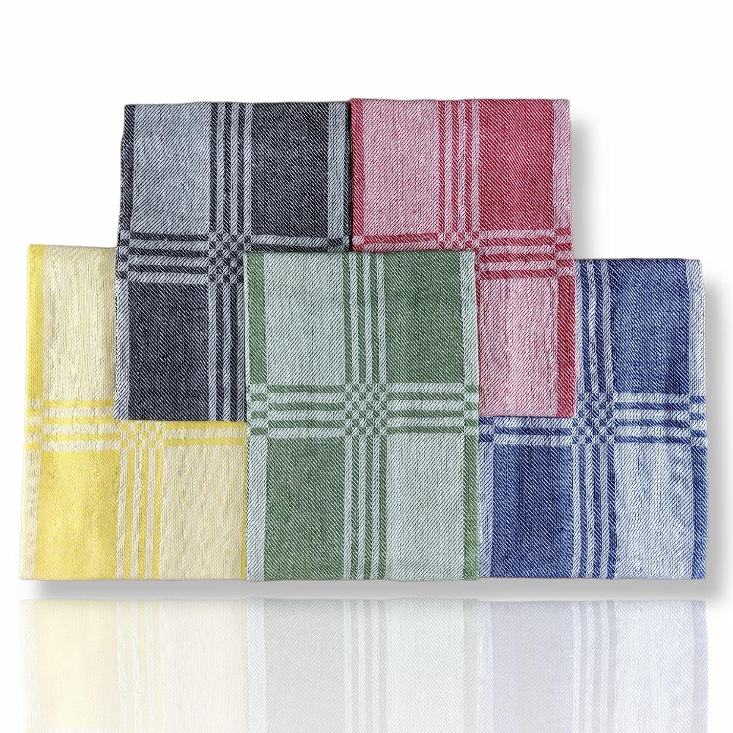 Sami Studios Kitchen Cotton Towels 400 Gsm | Highly & Absorbent For Kitchen Cleaning & Quick Drying Elegant Waffle Checks X-Large Towel (Set Of 5) -Multicolor
