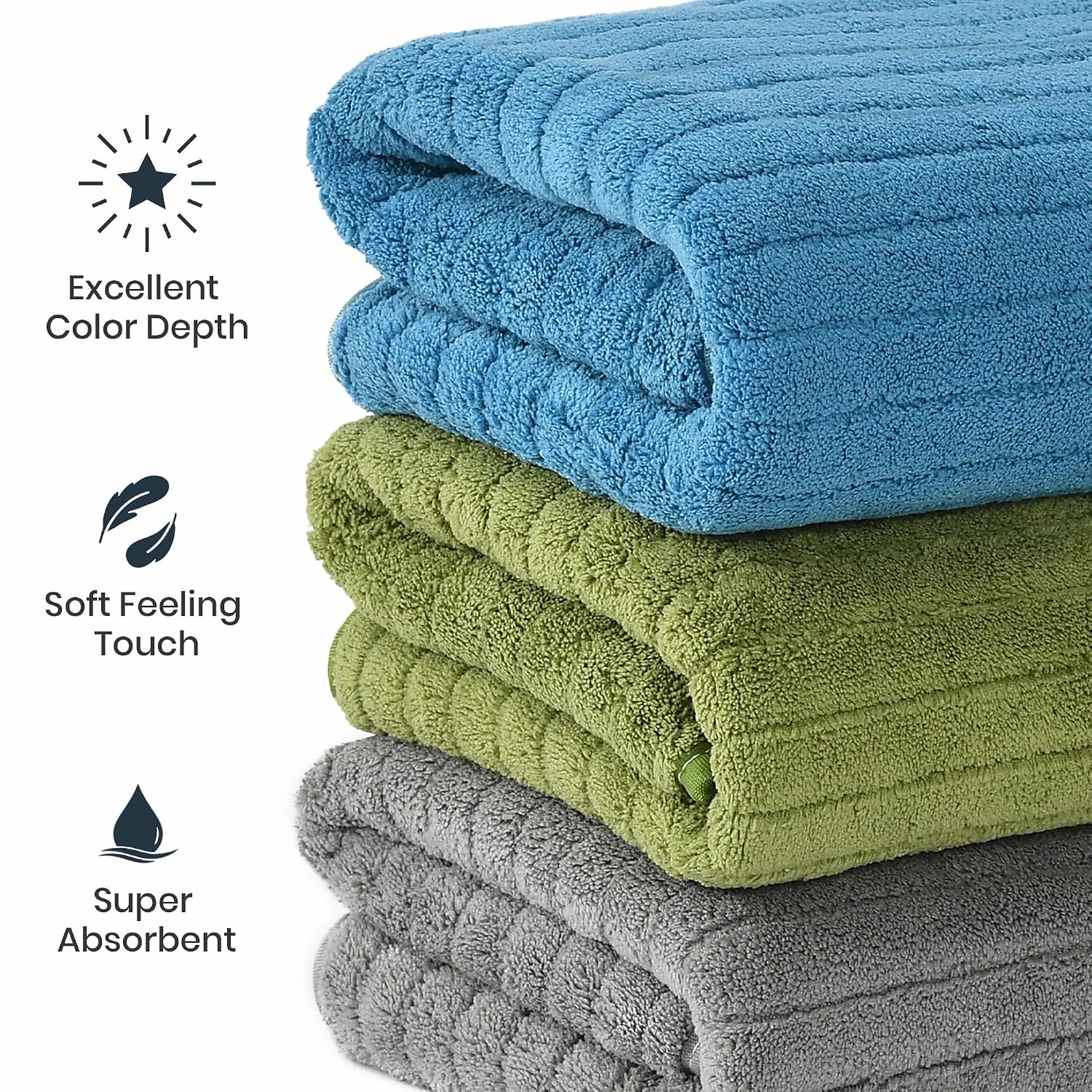 Urbanleaf Stripe Microfiber Hand Towels 320 Gsm | Gym & Workout Towels, Pack Of 3 (Multicolor 1)