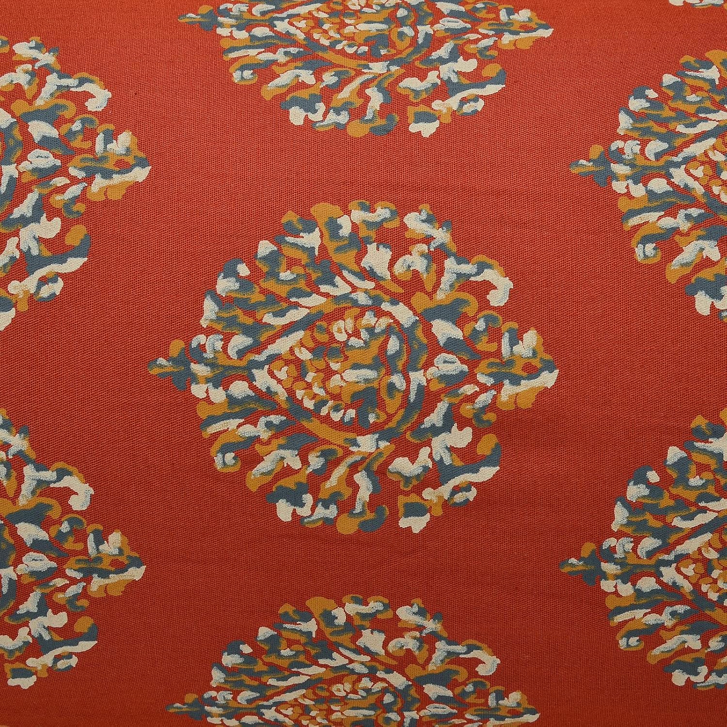 Jaipuri Design Cotton King Size Printed Bedsheet With 2 Pillow Covers - 108 X 108 Inches, Clay Red & Cream | Ideal For Home Use & Perfect For Gifting On Weddings, Housewarmings & Festivals