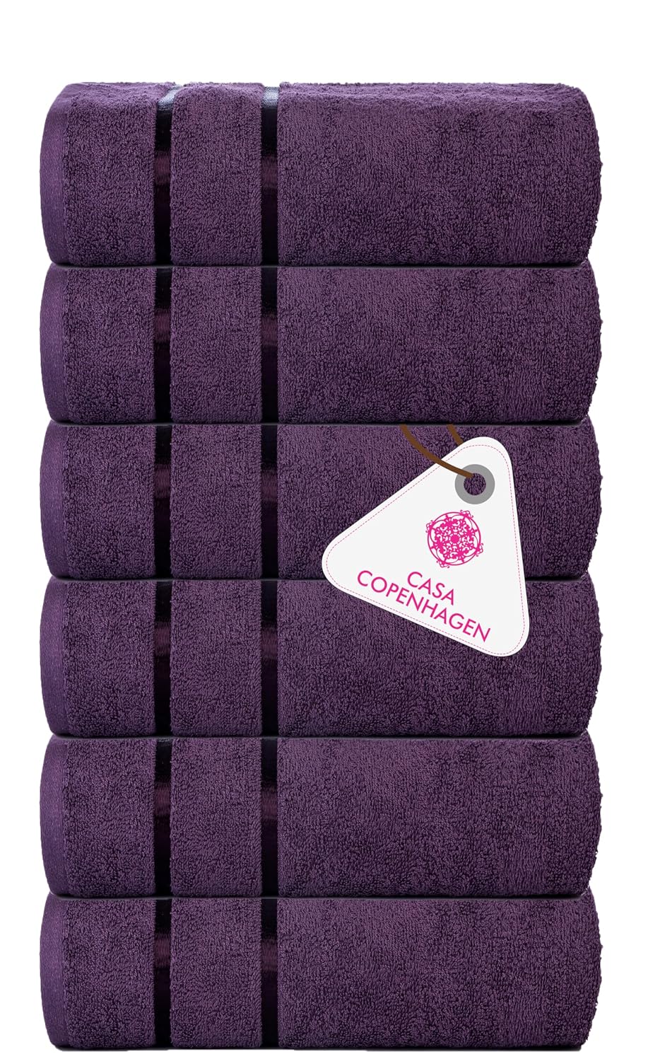 Casa Copenhagen Egyptian Cotton Ecstatic Hand Towel 740 Gsm (Dark Purple)- 6 Pcs