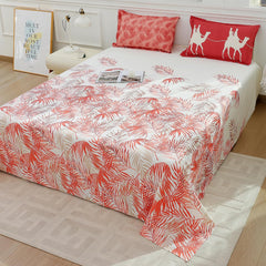 Soft Bedsheet For King Size Bed With 2 Matching Pillow Cover | 106 X 106 Inches, White & Red | Skin-Friendly Touch & Lasting Comfort - Soft & Breathable