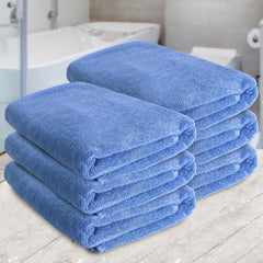 Heelium Bamboo Bath Towel Soft Super Absorbent 600 Gsm - Pack Of 6 (Iris)