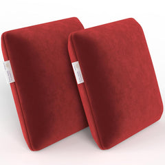 Memory Foam Square Cushion Pillow, For Car, Sofa & Diwan, Bed, Chair, Maroon - 14 X 14 X 4 Inch | Highly Durable, Hypoallergenic, Adjustable, Velvet Cover, Multipurpose Use - Pack Of 2