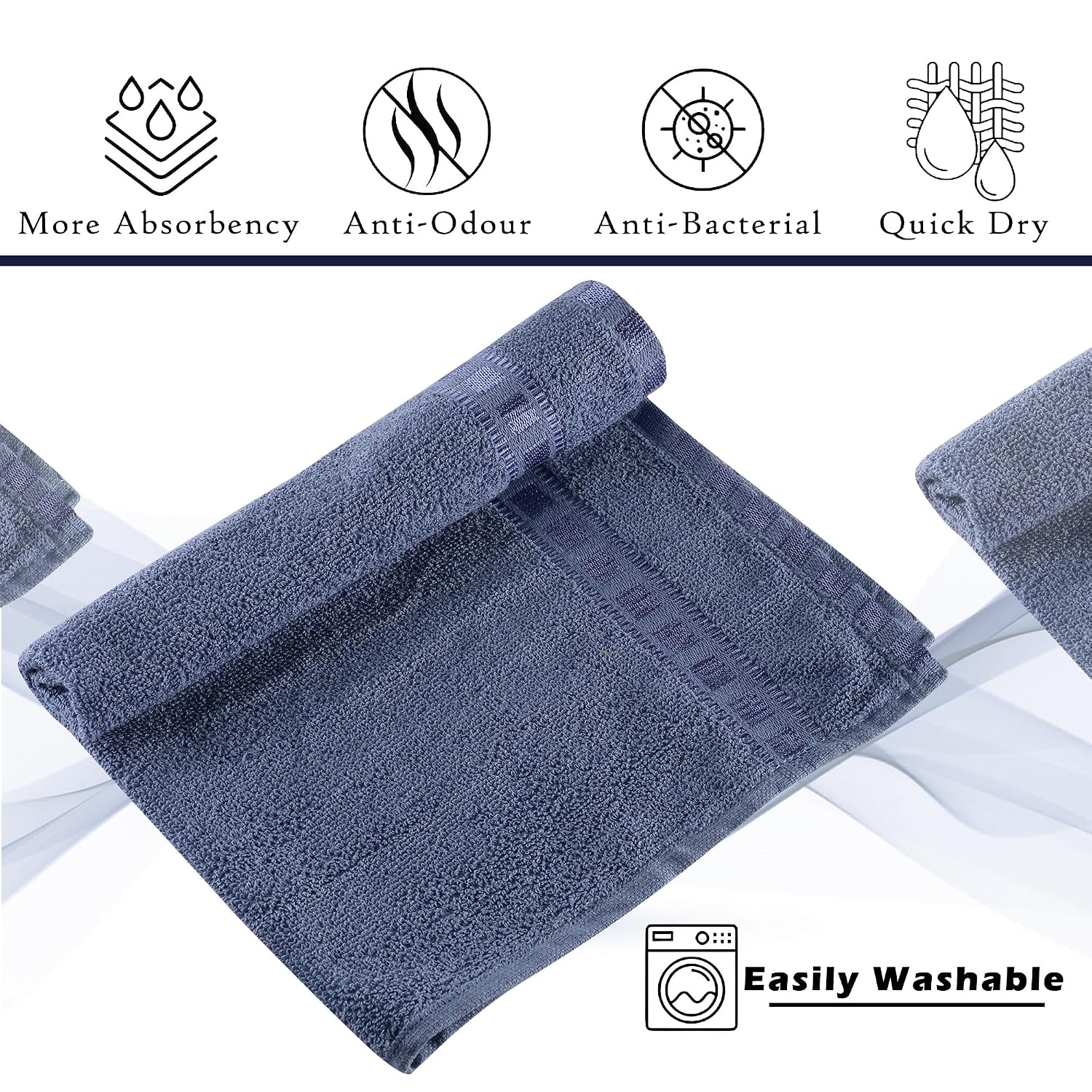 Kuber Industries Cotton Face Towel 1200 Gsm | Workout Gym Napkins Hand Towel For Men & Woman Quick-Drying Napkins -Dark Blue (Pack Of 6)