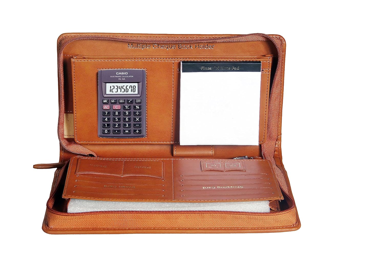 Sukeshcraft Multiple Cheque Book Holder | 8 Digit Display Calculator Financial Note Pad | 2 Pair Of Pocket For Efficient Use