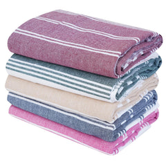 Comfort Weave Cotton Striped Bath Towels 250 Gsm Multicolor (Set Of 5)