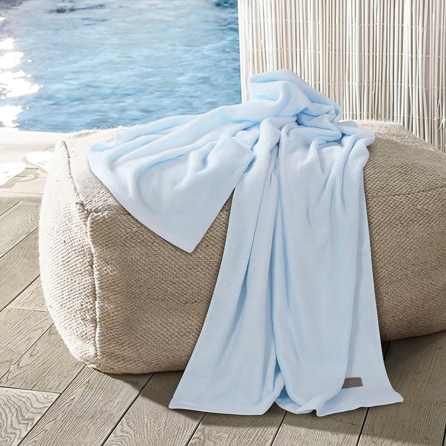 Spread Spain Bamboo Bath Towels 360 Gsm | Large Size Bamboo Bath Towel High Absorbent & Soft Bath Towel For Men & Women 2 Piece (Sky Blue)