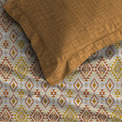 100% Cotton Bedsheet Double Bed For Queen Size With 2 Pillow Covers - 90 X 100 Inches, Yellow & Brown | Ideal For Daily Use - Perfect For Queen Bed Durable & Wrinkle Free