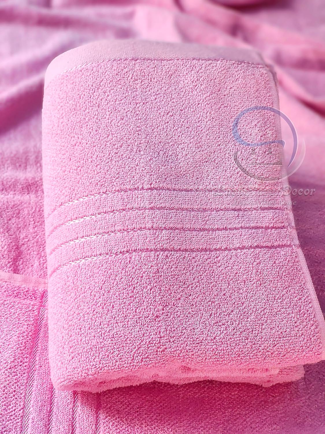 Lush Haven Decor Large Bath Towel 500 Gsm | 100% Pure Cotton Full Size Xxxl Ultra Soft (Pink)