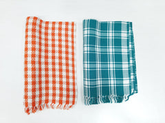 Bombay Dyeing Rimzim 100% Cotton Printed Soft & Slick Quick Drying Bath Towels 500 Gsm (Orange & Green) - 2 Pcs