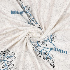 Hand Block Printed Cotton King Size Bedsheet With 2 Pillow Covers, 90 X 108 Inches, Light Grey | Good For Villas, Guest Houses, & Daily Home Use