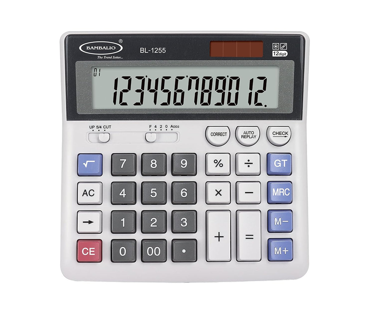Bambalio BL-1255 Electronic Calculator 12 Digits With It Keyboard & Big Display 3 Years Warranty | Solar & Battery - Check & Correct