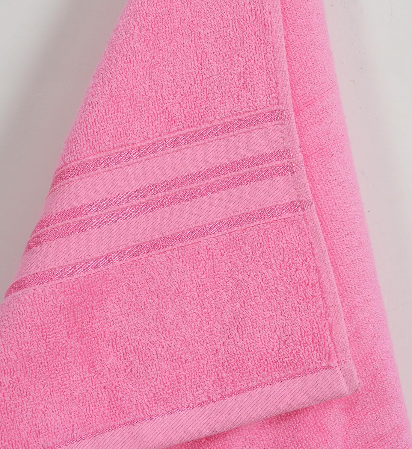 Cotton Bolls Textiles 100% Cotton Bath Towel 600 Gsm | Super Soft & Absorbent Quick-Dry Bath Towel Textured & Durable Cotton Towel (Baby Pink)