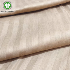 Luxurious Satin Stripe Soft Flat Bedsheets 2 Pillow Covers, Double Size - 84 X 90 Inches, Taupe | Good For Home, Hotel, Villa, Resort & Guest House