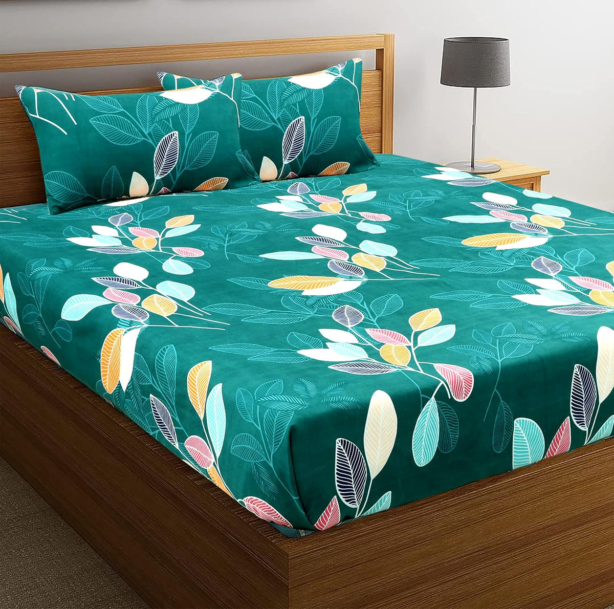Premium Double Bedsheet With 2 Pillow Covers - Dark Green | Soft Brushed Microfiber Breathable & Wrinkle Free | Light Weight & Easy To Wash At Home - 86 X 88 Inches