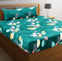Premium Double Bedsheet With 2 Pillow Covers - Dark Green | Soft Brushed Microfiber Breathable & Wrinkle Free | Light Weight & Easy To Wash At Home - 86 X 88 Inches