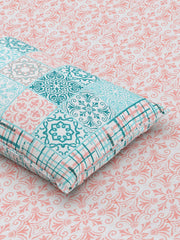 Sanskriti Bedsheet For Double Bed King Size With 2 Pillow Cover - 90 X 108 Inches, Pink & White | Soft, Durable & Stylish | Breathable & Skin-Friendly