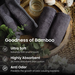 Mush 100% Bamboo Face Towel 500 Gsm | Ultra Soft, Absorbent, & Quick Dry Towels For Facewash, Gym, Travel | Pack Of 3 (Grey)