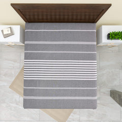 100% Cotton Double Bedsheet With Two Pillow Cover - Queen Size 90 X 100 Inches, Grey | Handloom Cotton Bedsheets For Double Bed | All Season Comfort