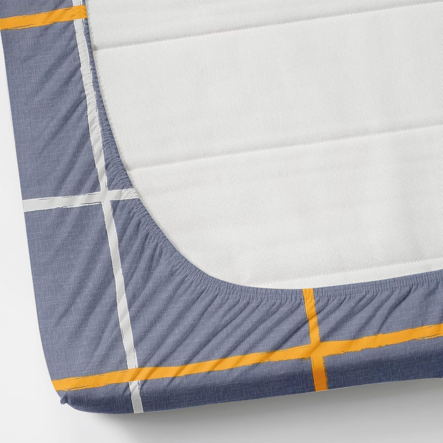 Printed Double Bedsheet With 2 Pillow Cover - 72 X 78 X 6 Inches, Grey | All Around Elastic Fitted Bedsheet | Super Soft Polycotton With 200 Thread Count