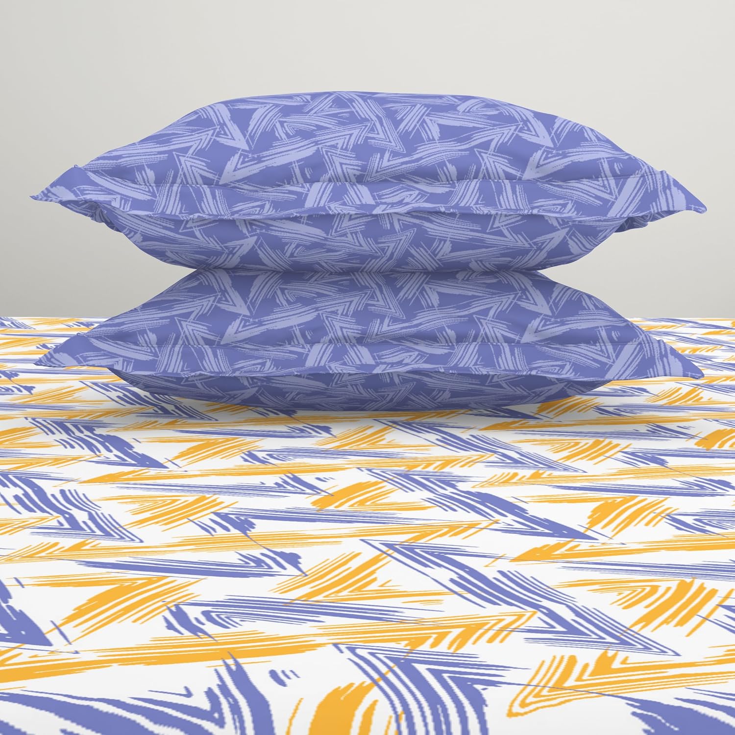 Bedsheet For Double Bed With 2 Pillow Cover - 90 X 100 Inches, Lavender & Yellow | Super Soft Queen Size Bedsheet For Diwali Gifting