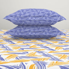 Bedsheet For Double Bed With 2 Pillow Cover - 90 X 100 Inches, Lavender & Yellow | Super Soft Queen Size Bedsheet For Diwali Gifting