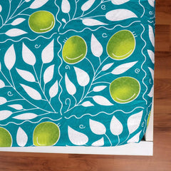 Printed King Size Double Bedsheet With 2 Pillow Cover For Bedroom | 78 X 72 Inches, Sea Green & White - All Around Elastic Fitted | Ideal For Everyday Use