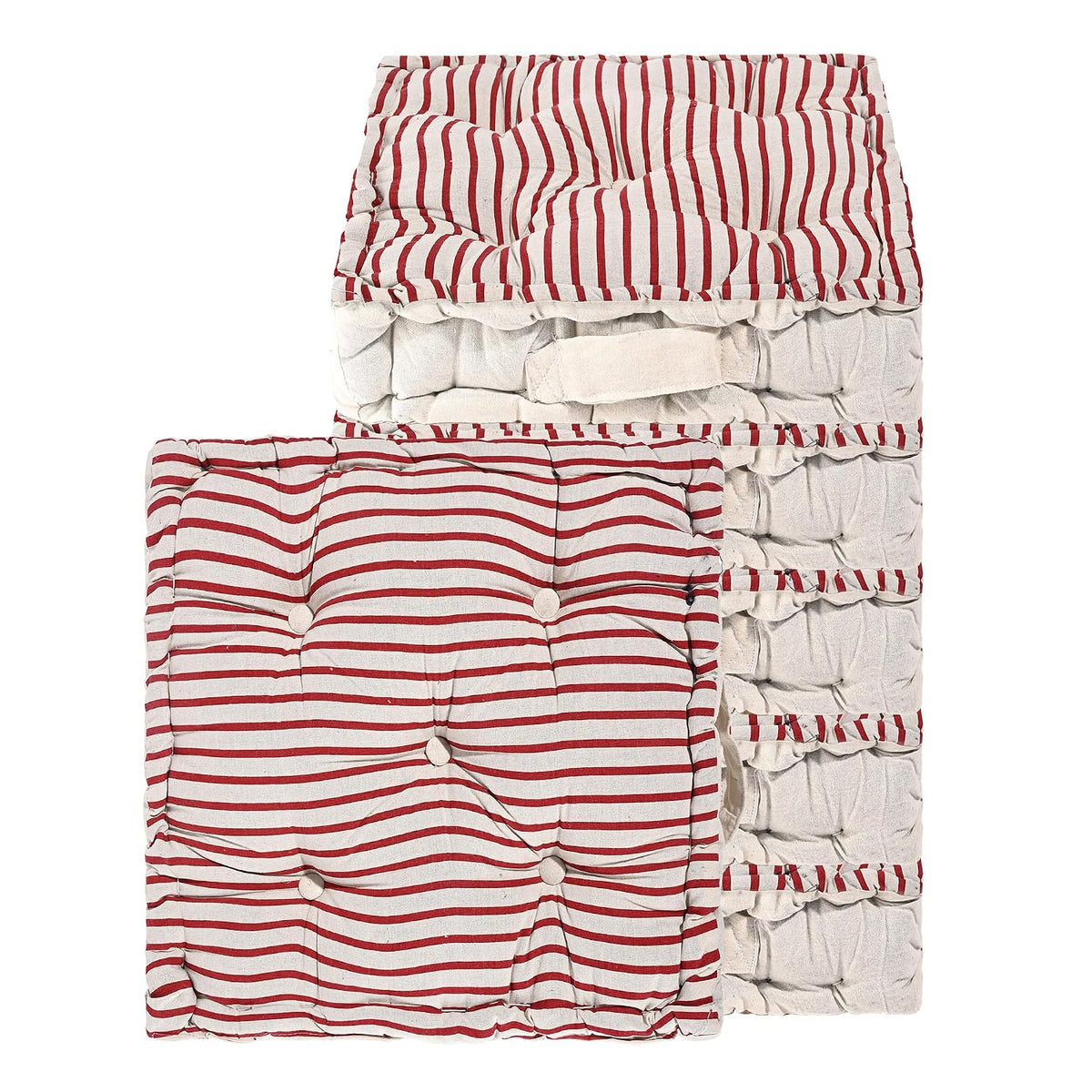 Soft & Comfortable Cotton Chair Cushion Pillow For Sitting, Lining Print - Maroon | Pillow For Office Work & Posture Support | Sitting Cushion & Back Rest For Chair | Pain Relief - Pack Of 6